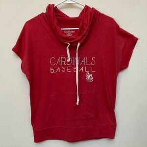 Soft As A Grape Red, Silver Sparkle Cardinals Baseball STL Size Med Cowl Neck